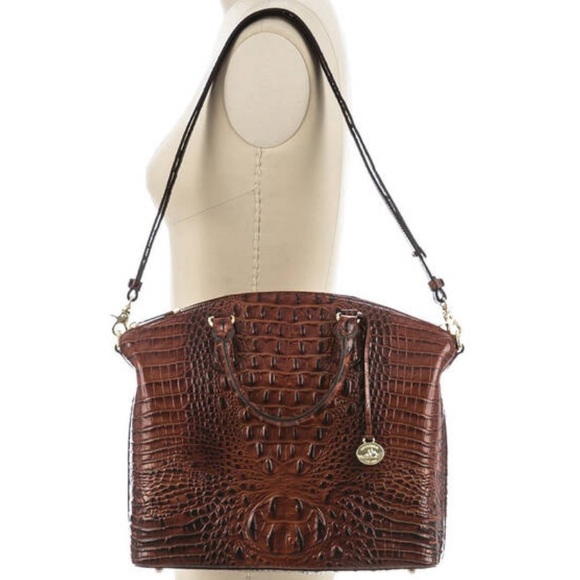 Brahmin Brown Crocodile Satchel Handbag with Removable Strap NWOT - Picture 7 of 7
